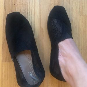 Brand new Toms black lace flats